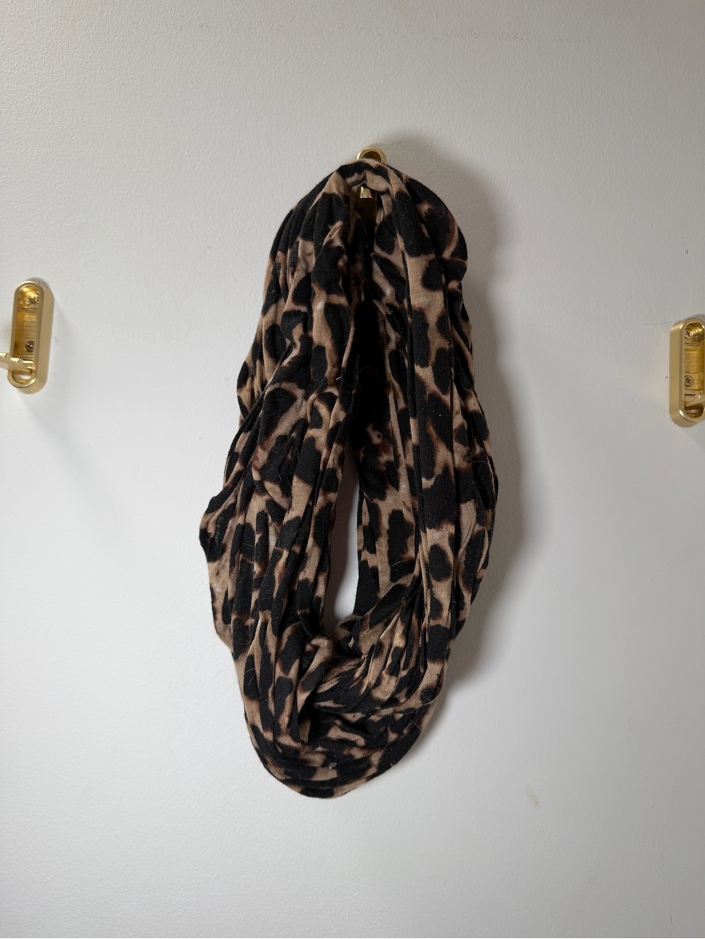 Leopard Print Infinity Scarf - Black & Tan